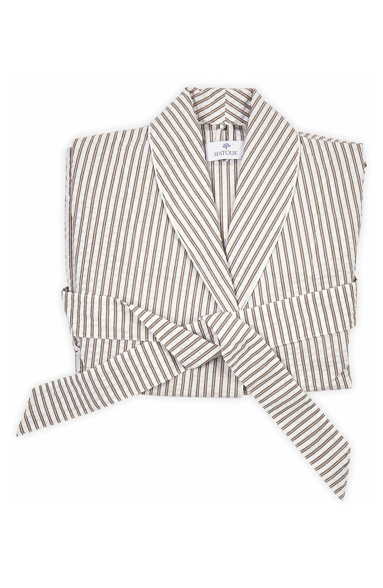 Matouk Matteo Stripe Robe, Main, color, Bark