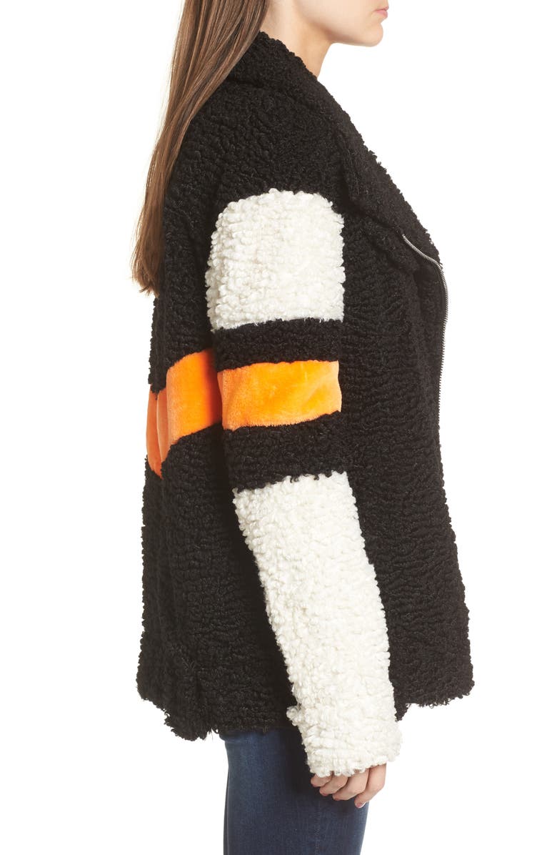 BLANKNYC Stripe Faux Shearling Jacket, Alternate, color, 