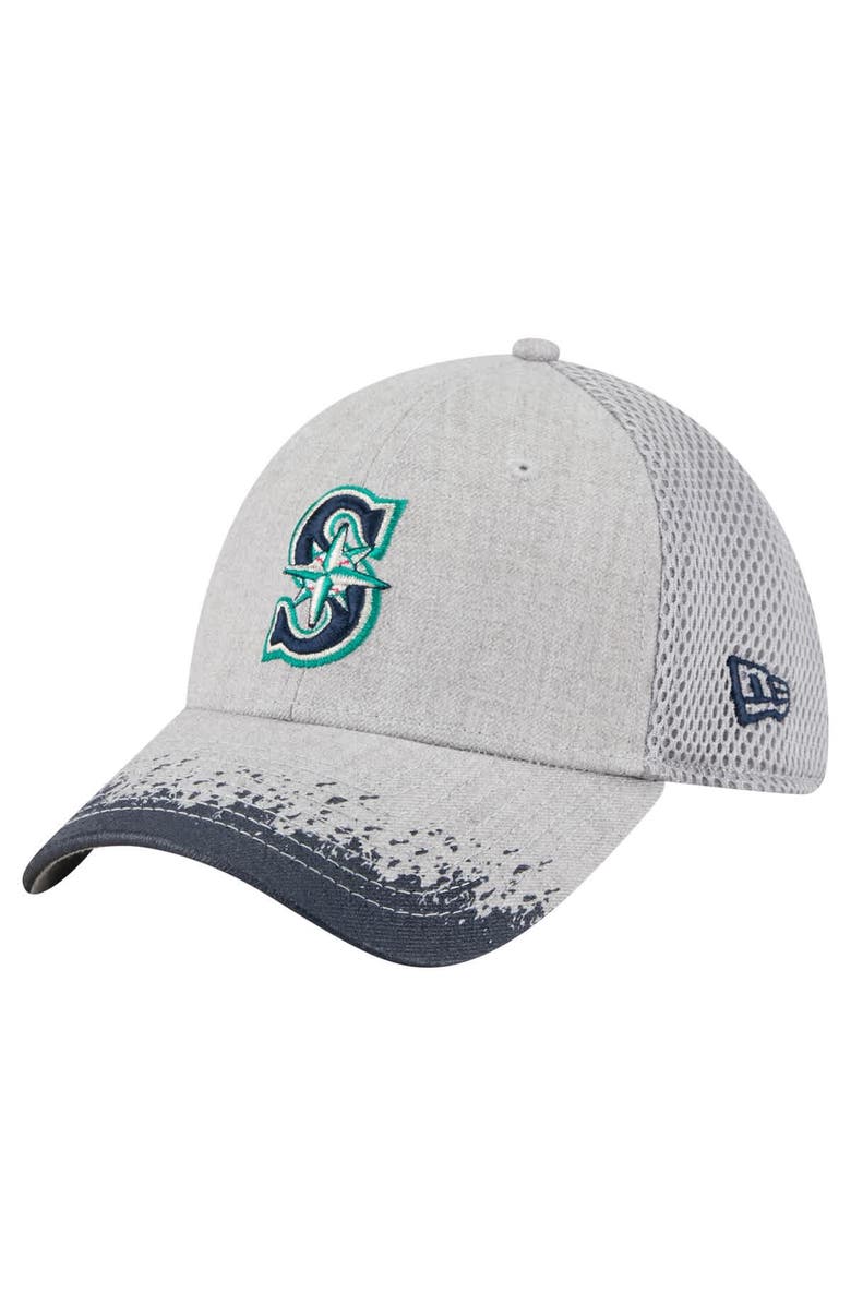 New Era Men's New Era Gray Seattle Mariners Visor Paint Splatter 39THIRTY Flex Hat, Main, color, 
