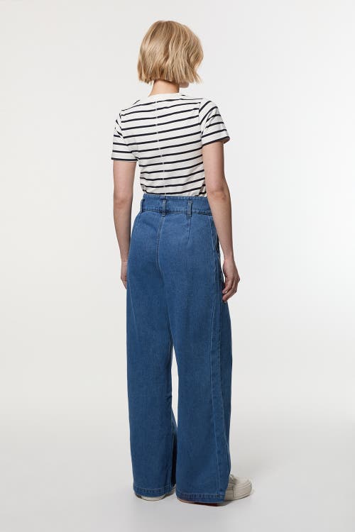 Karen Millen Denim Wide Leg Trousers In Blue