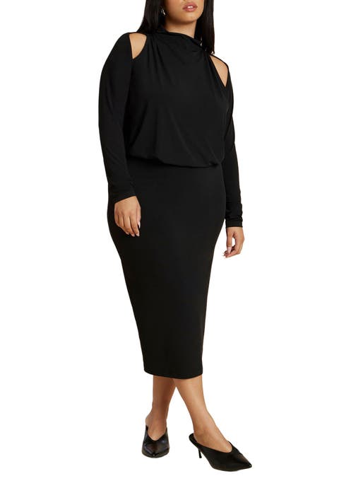 Cut Out Long Sleeve Midi Dress (Plus Available)