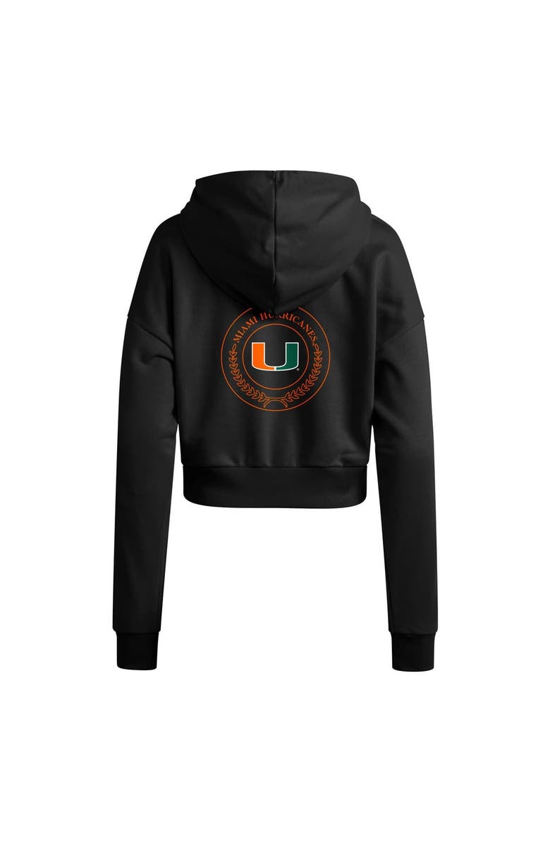 adidas Women's adidas Black Miami Hurricanes Campus Queen Cropped Pullover Hoodie, Alternate, color, Black