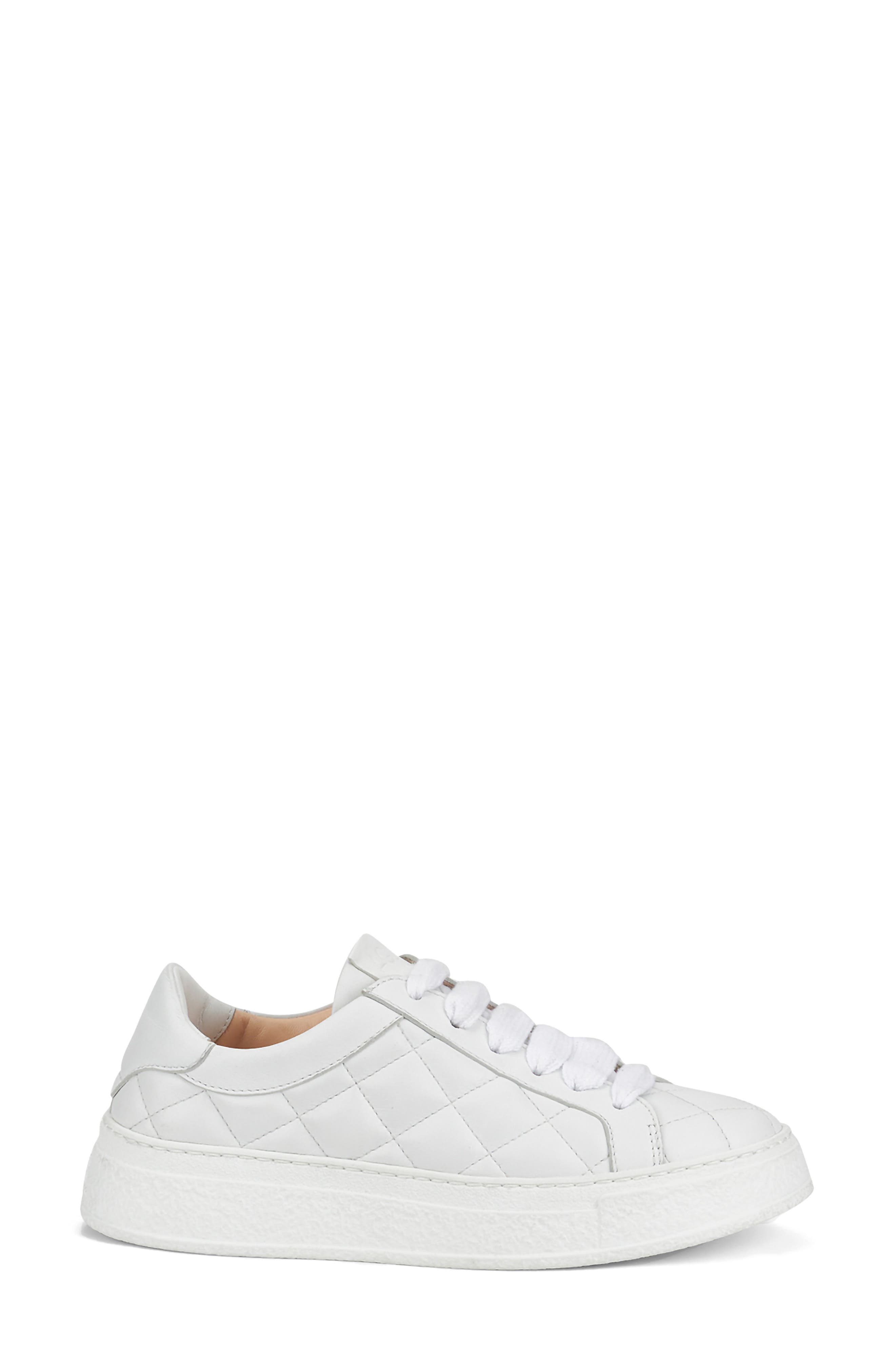 AGL Diamond Quilt Leather Sneaker, Alternate, color, White-White