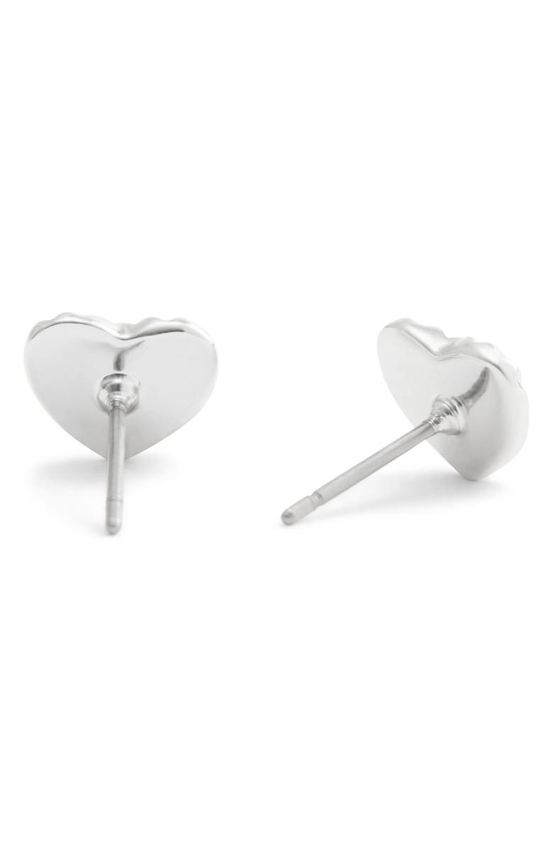 COACH Heritage Heart Stud Earrings, Alternate, color, Rhodium