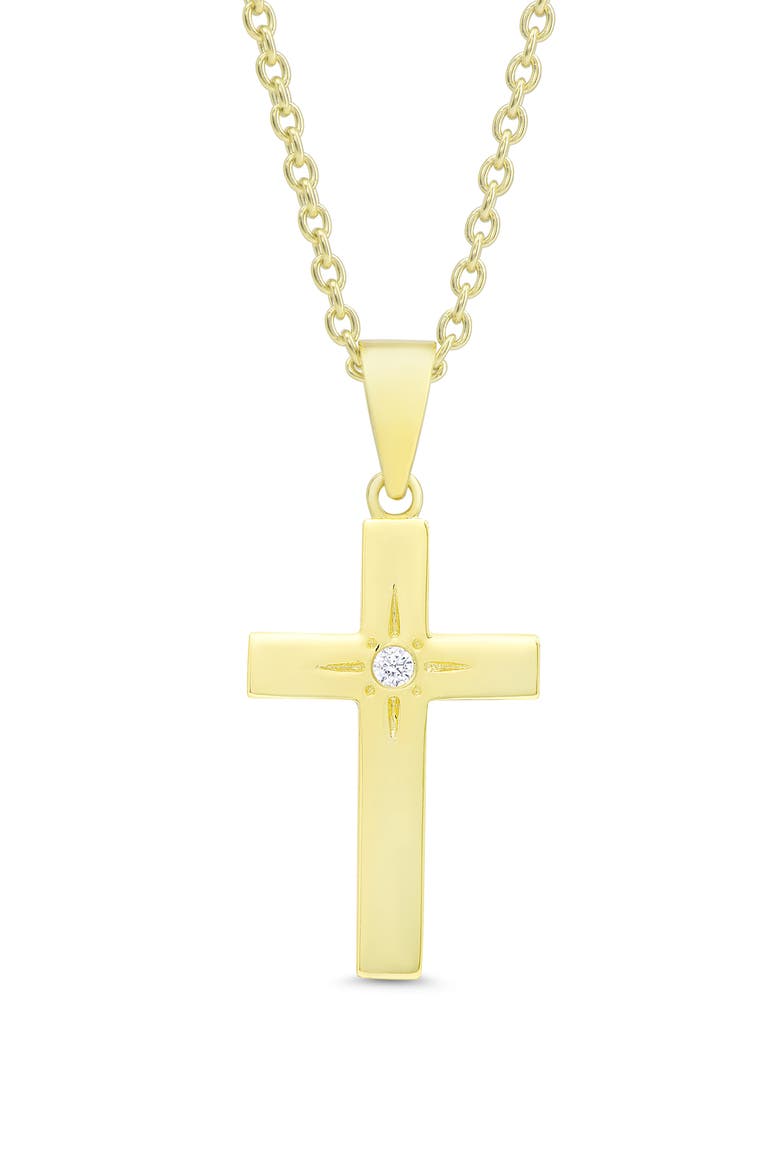 Kids' Cubic Zirconia Cross Pendant Necklace, Main, color, GOLD