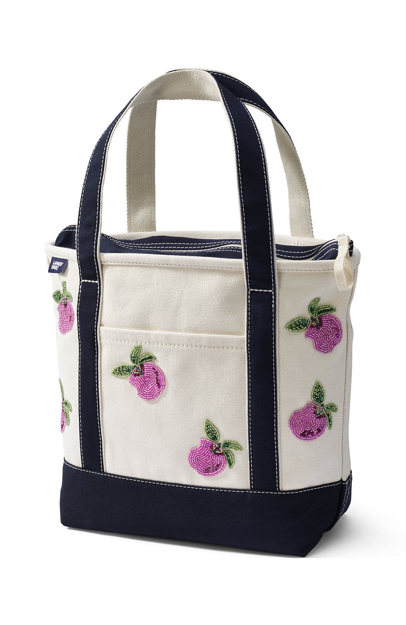 Medium Denim Zip Top Tote Bag, Main, color, Apple/Natural/Radiant Navy