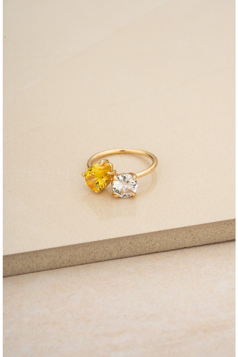 Cubic Zirconia Statement Ring, Alternate, color, YELLOW