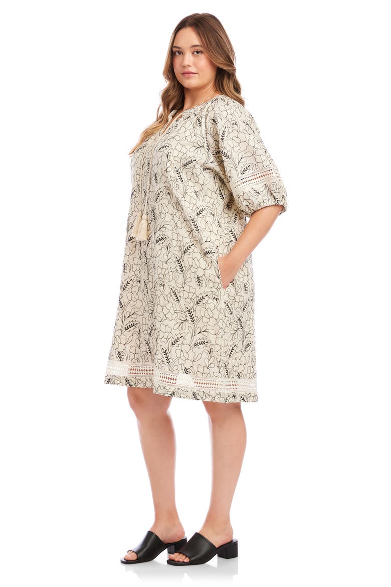 Floral Embroidered Tassel Cotton Dress, Alternate, color, CREAM