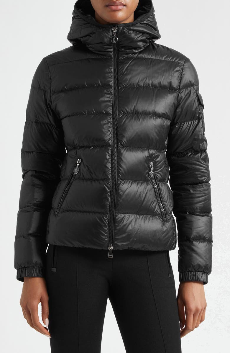 Moncler Gles Hooded Down Jacket, Main, color, Black