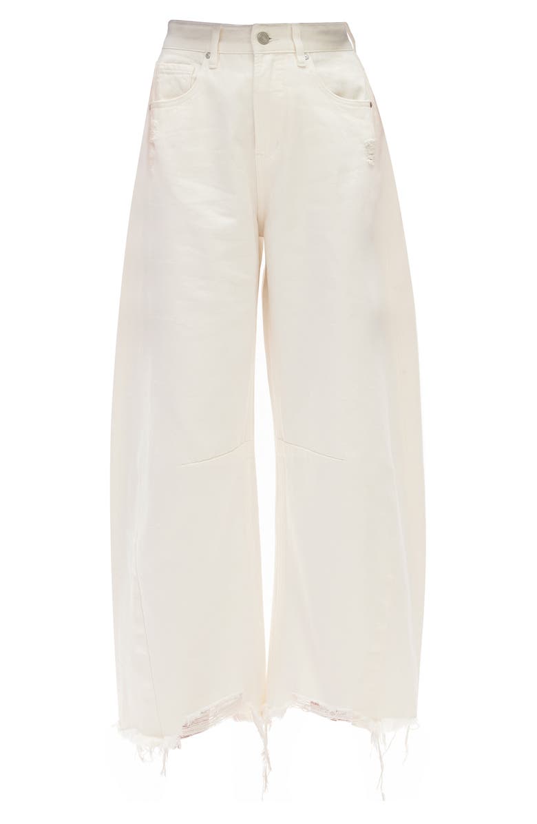 Bayeas Frayed Super High Waist Barrel Jeans, Alternate, color, White