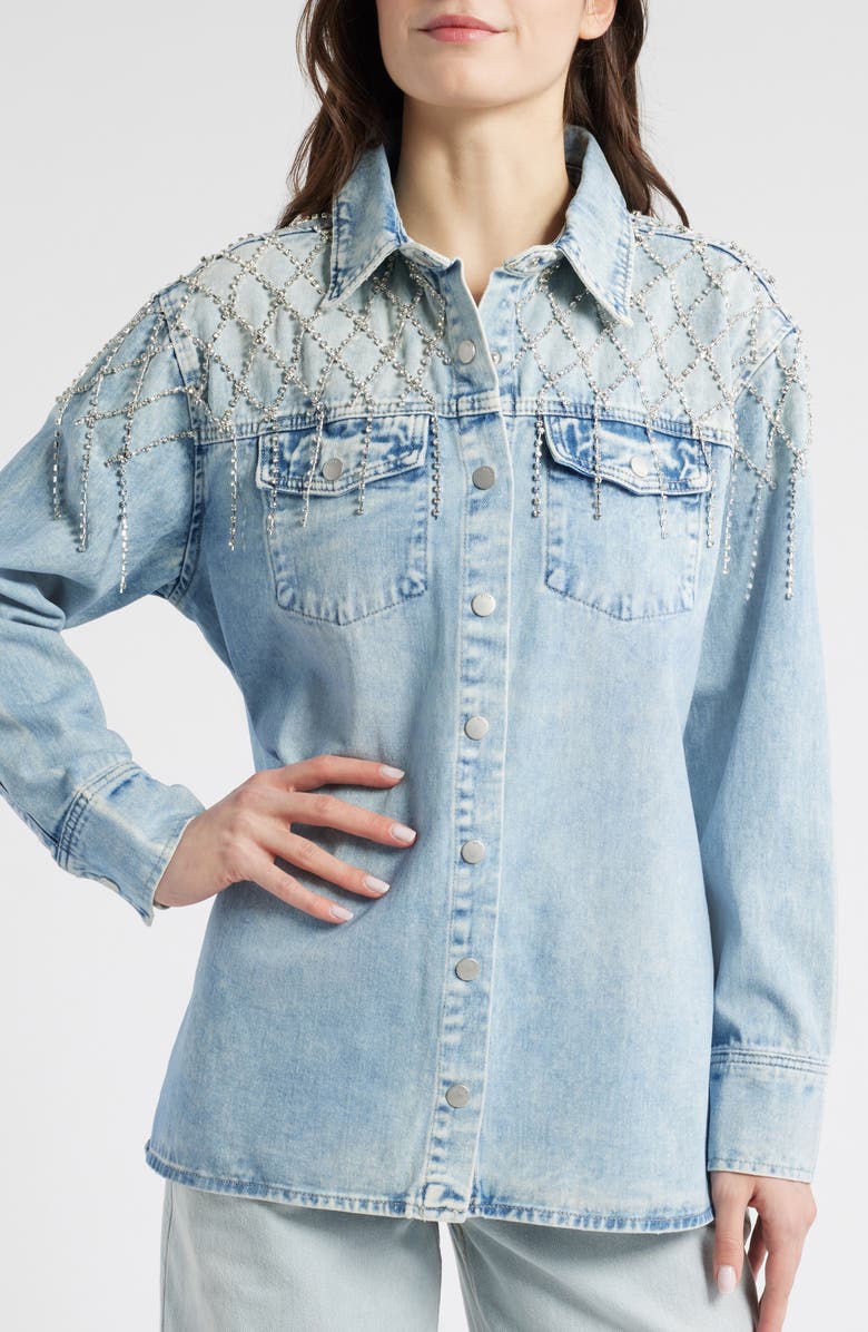 PTCL Rhinestone Embellished Denim Jacket, Alternate, color, 