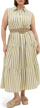 City Chic Clean Lines Belted Midi Dress