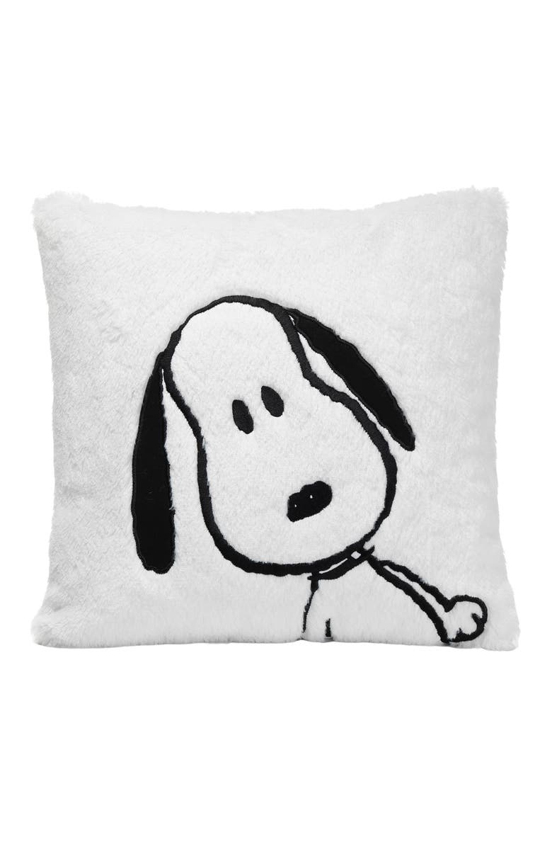 Lambs & Ivy Classic Snoopy Furry Decorative Nursery Throw Pillow, Main, color, White