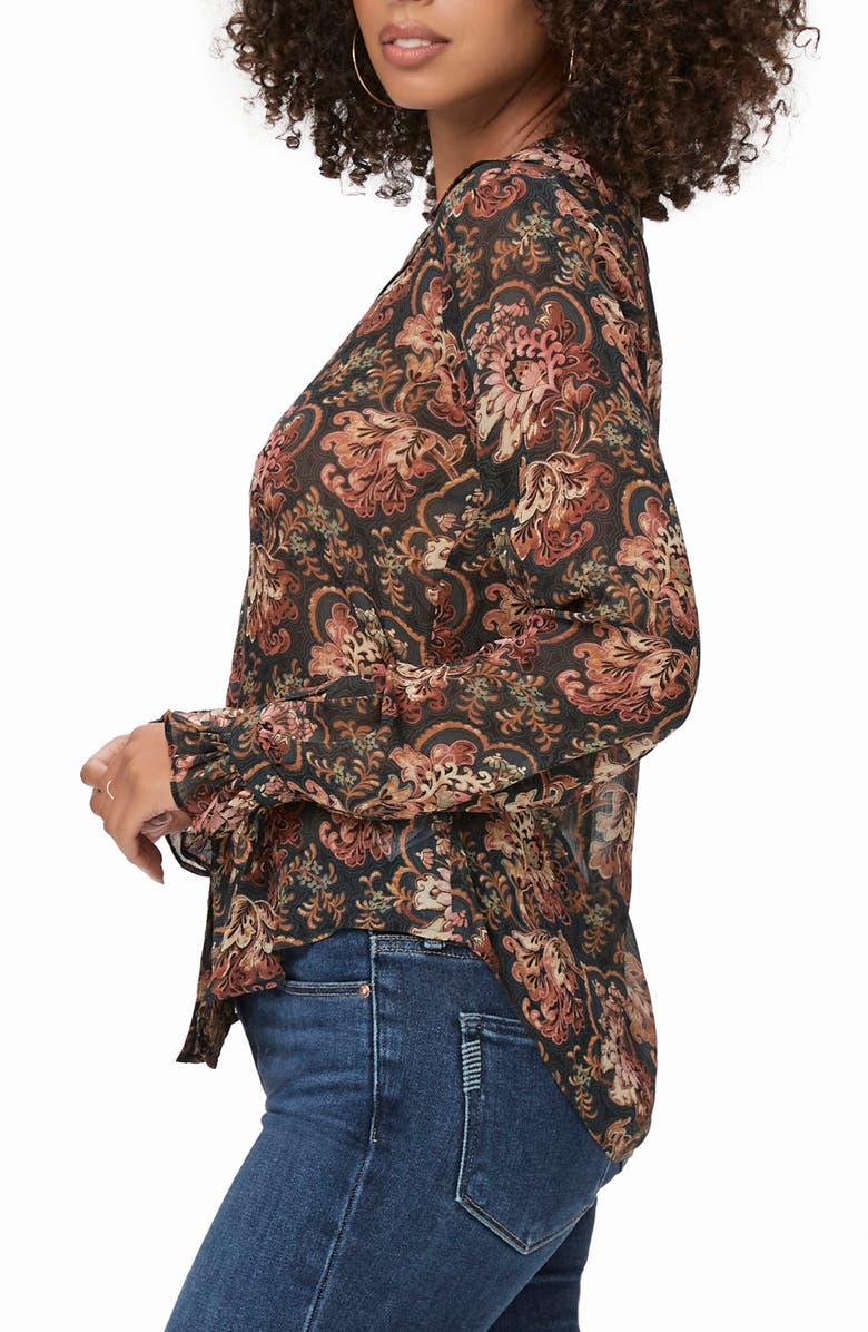 PAIGE Ellyn Silk Button-Up Shirt, Alternate, color, Black/ Blue