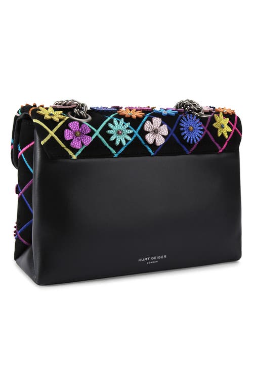 KURT GEIGER KURT GEIGER LONDON KENSINGTON FLOWERS CONVERTIBLE LEATHER SHOULDER BAG