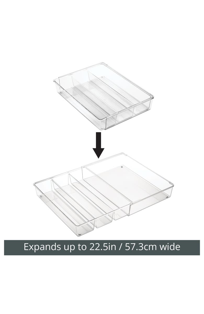 mDesign Plastic Adjustable/Expandable Drawer Storage Organizer, 4 Pack, Clear, Alternate, color,