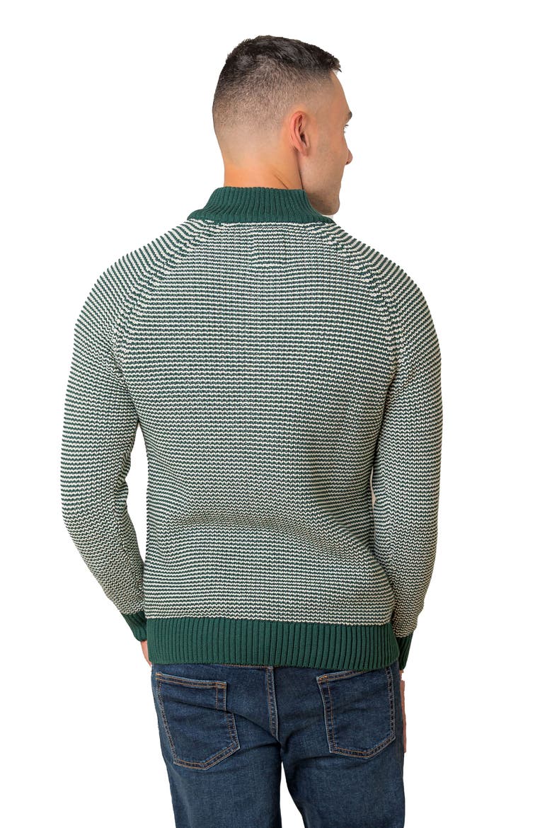 Organic Half Zip Ski Pullover Sweater, Alternate, color, Deep Green Stripe