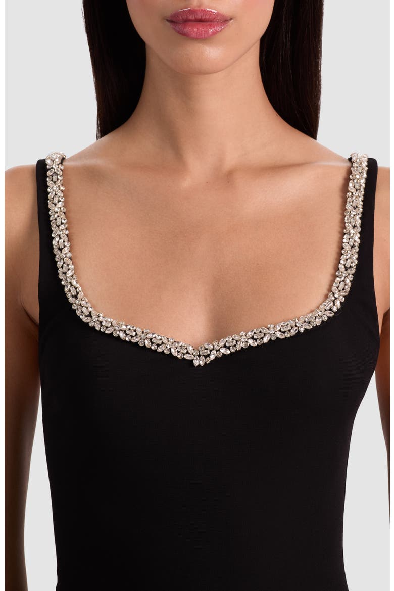 Eve Crystal Embellished Minidress, Alternate, color, BLACK