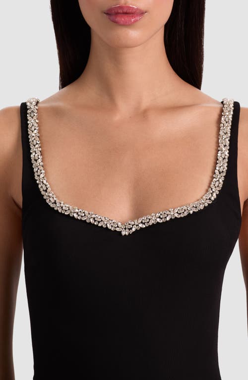 Alice And Olivia Eve Embellished Trim Sweetheart Dress In Black