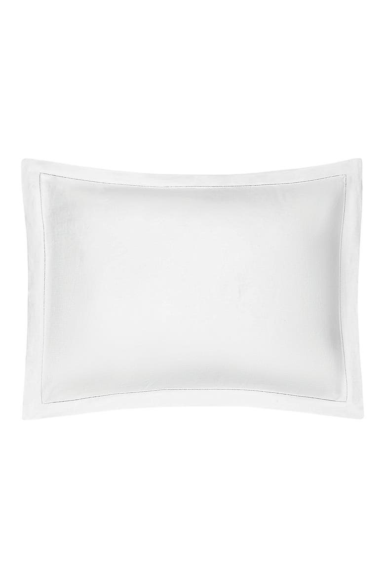 Roman Hemstitch Linen Sham, Main, color, WHITE