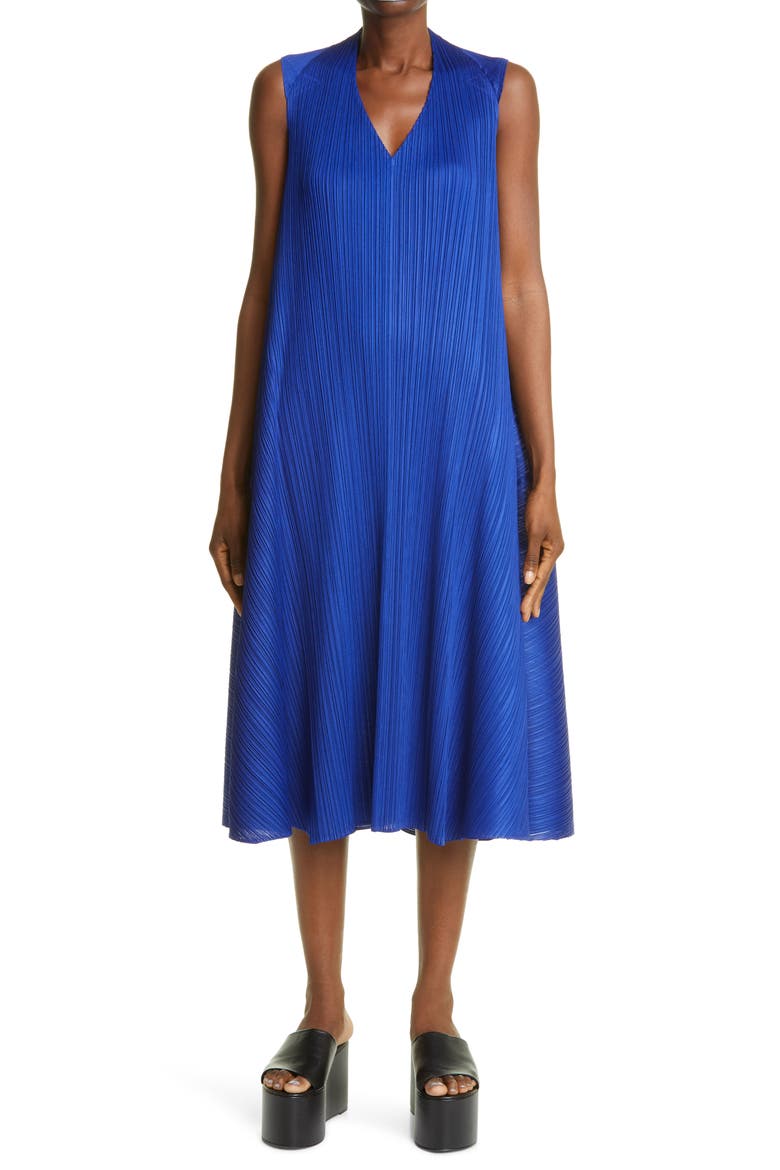 Pleats Please Issey Miyake Plissé A-Line Midi Shift Dress (Women