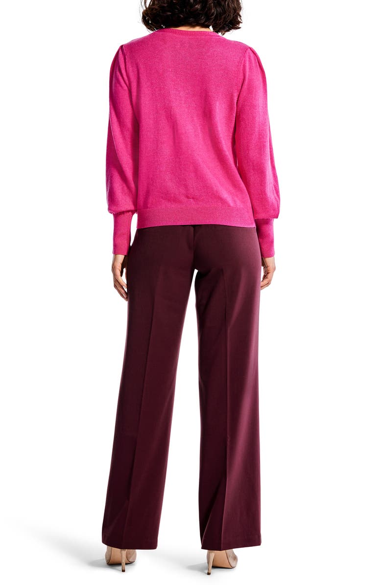 NIC+ZOE Pleat Shoulder Sweater, Alternate, color, Shocking Pink