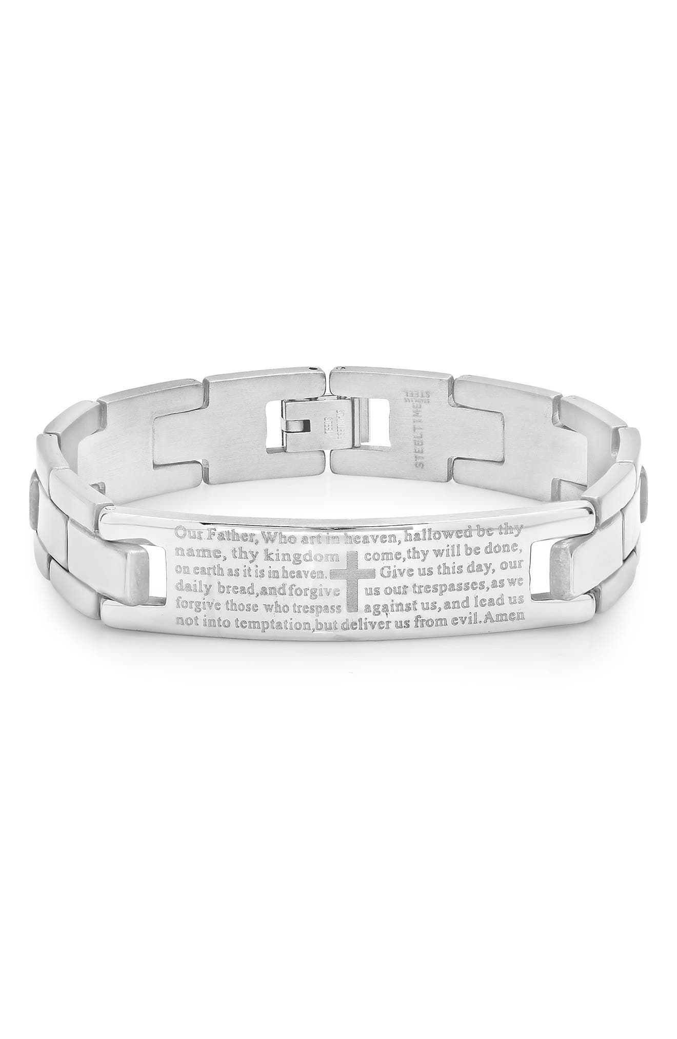HMY JEWELRY Stainless Steel Lord's Prayer Link Bracelet