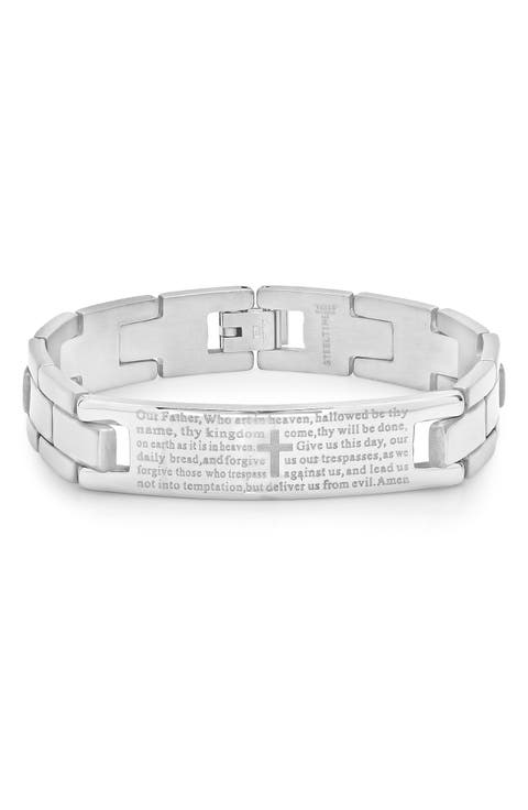 Stainless Steel Lord's Prayer Link Bracelet