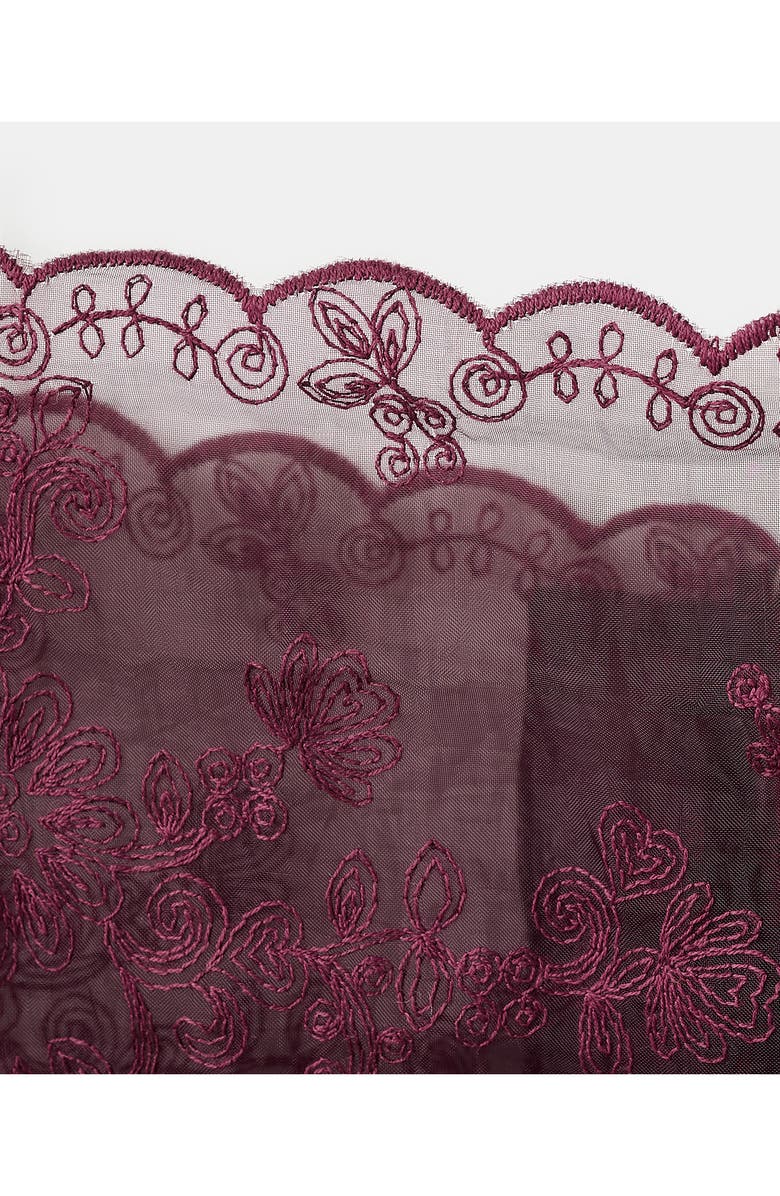 MANGO Embroidered Sheer Camisole, Alternate, color, Burgundy