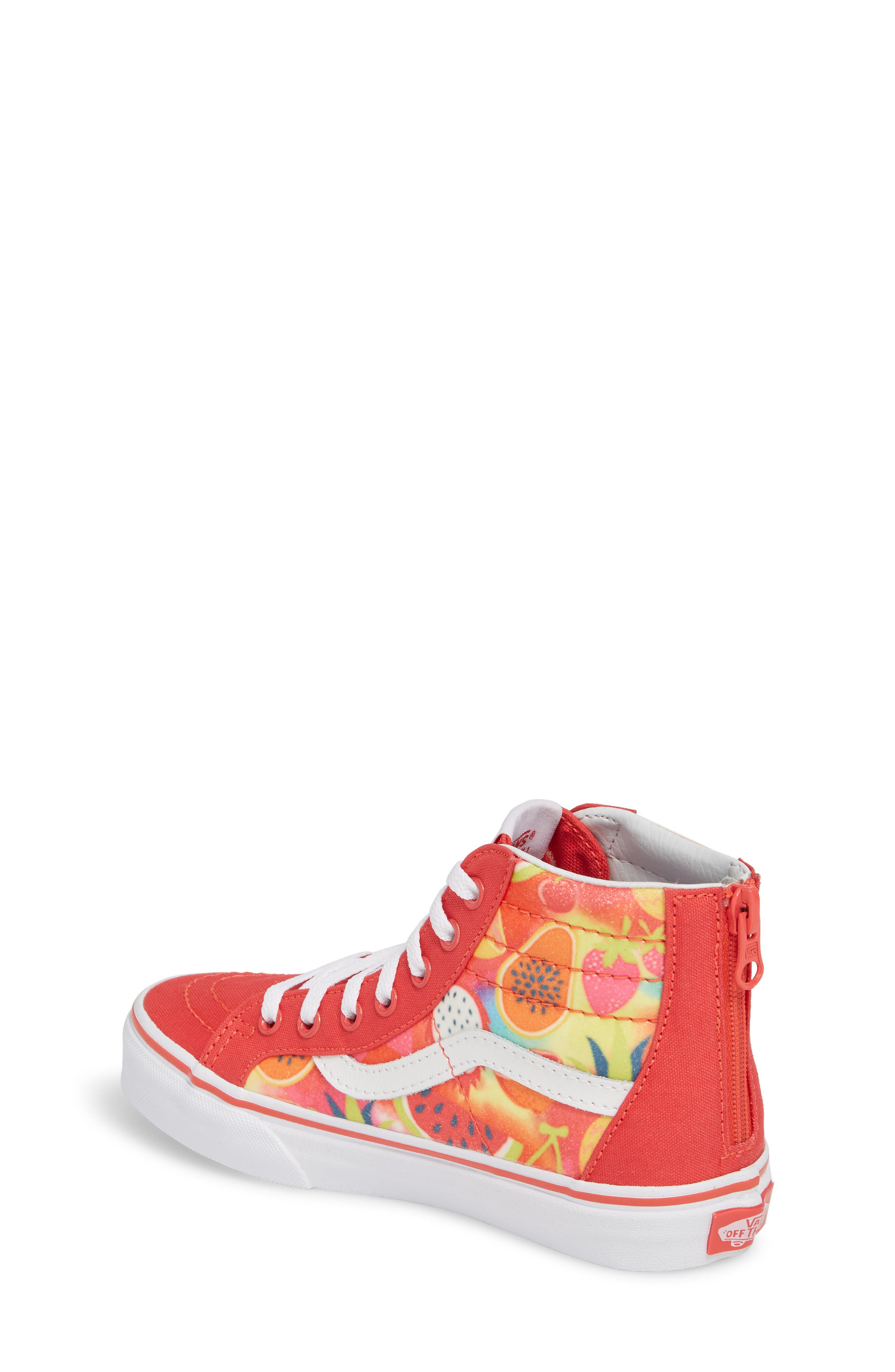 Sk8-Hi Zip Sneaker, Alternate, color, HIBISCUS/ WHITE GLITTER FRUITS