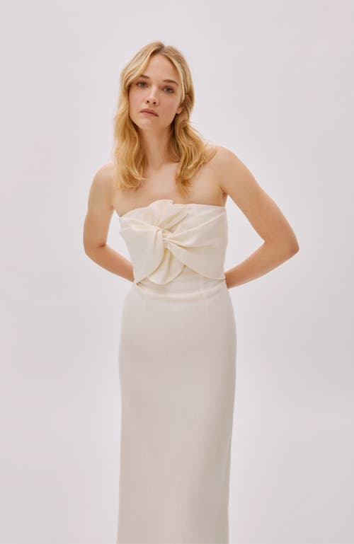 Labeca London Alaia White Linen Twist Maxi Dress In Ecru