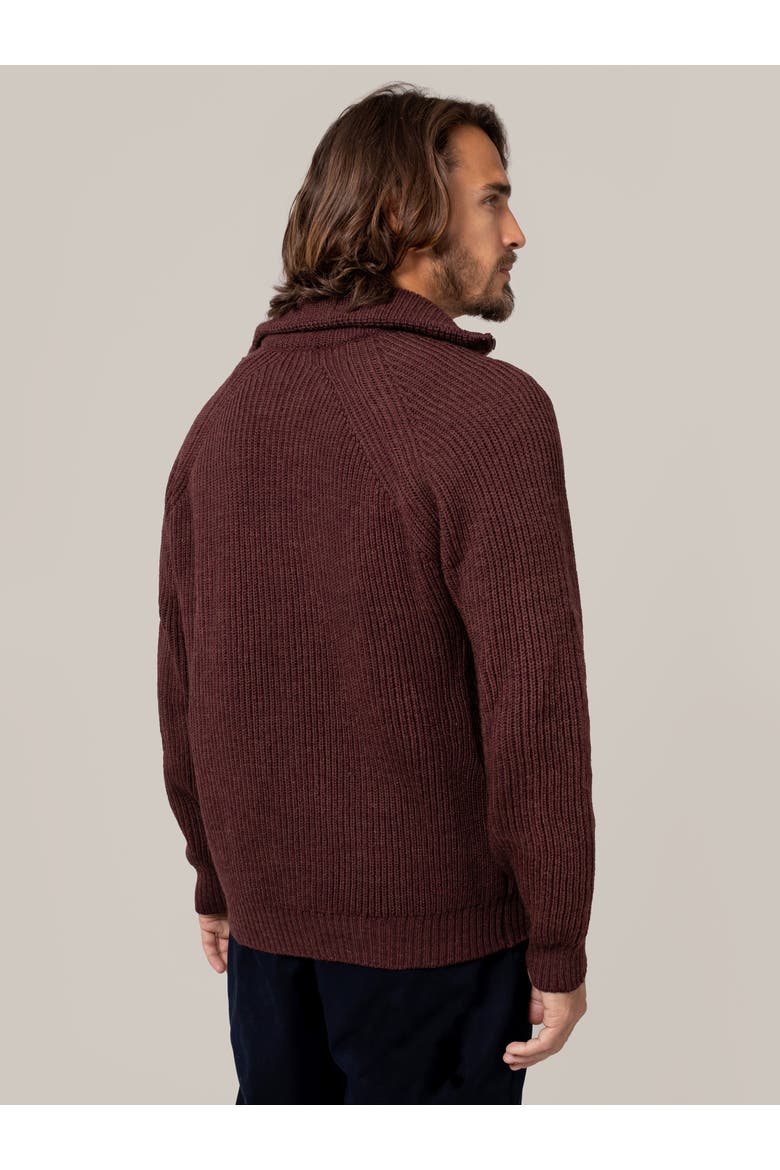 British Ribbed Zip Cardigan, Alternate, color, MERLOT