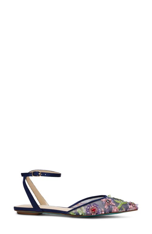 BETSEY JOHNSON BETSEY JOHNSON GARBO POINTED TOE ANKLE STRAP FLAT 
