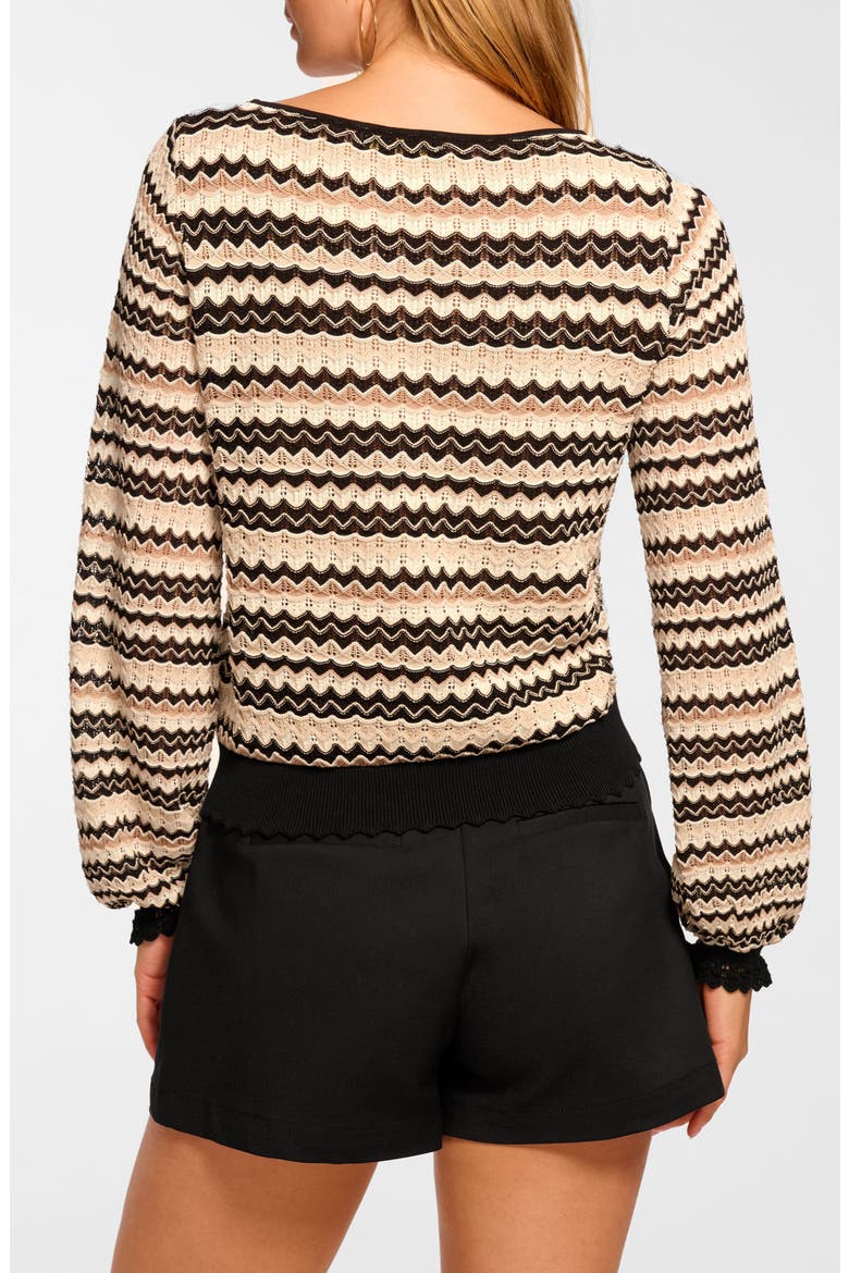 Fiora Pointelle Sweater, Alternate, color, SANDSTONE CHEVRON