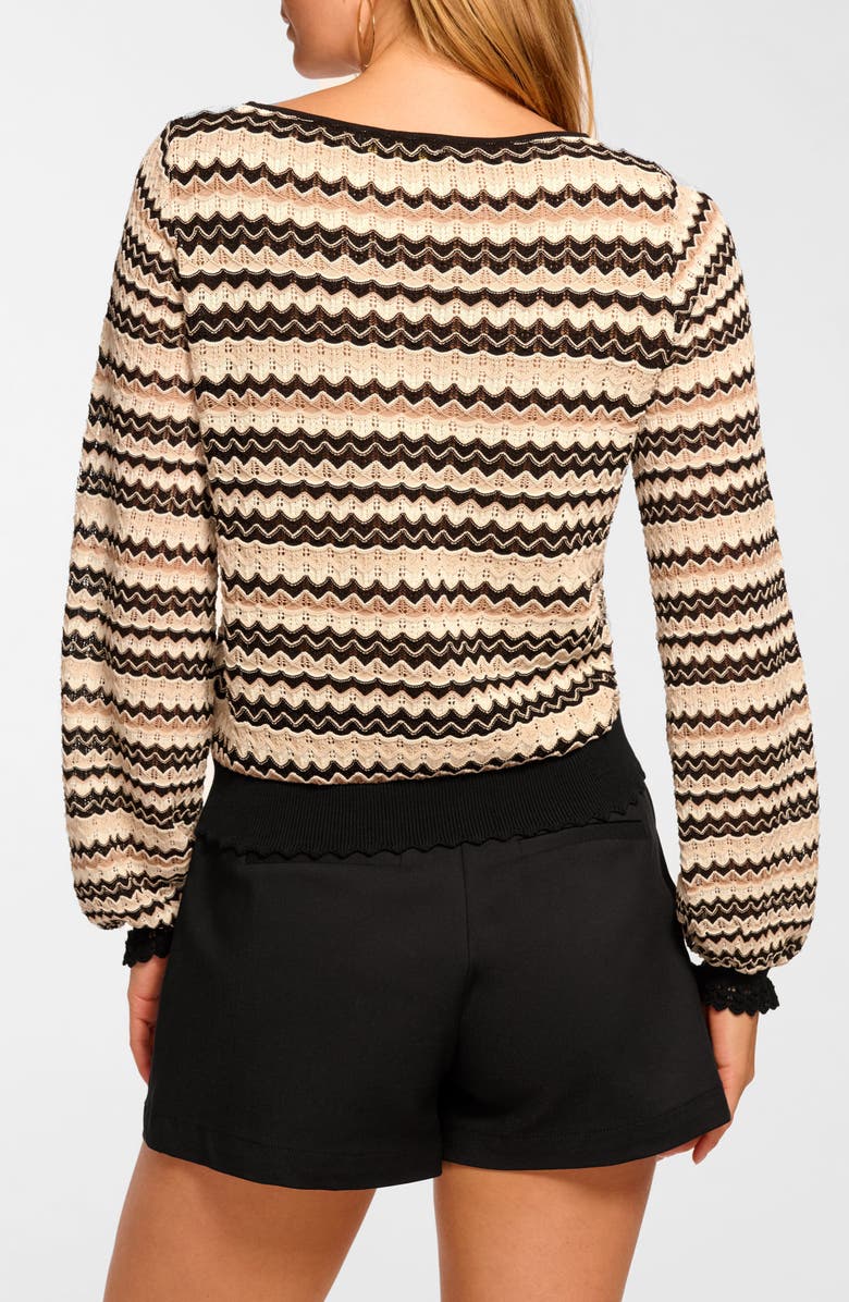 Ramy Brook Fiora Pointelle Sweater, Alternate, color, Sandstone Chevron