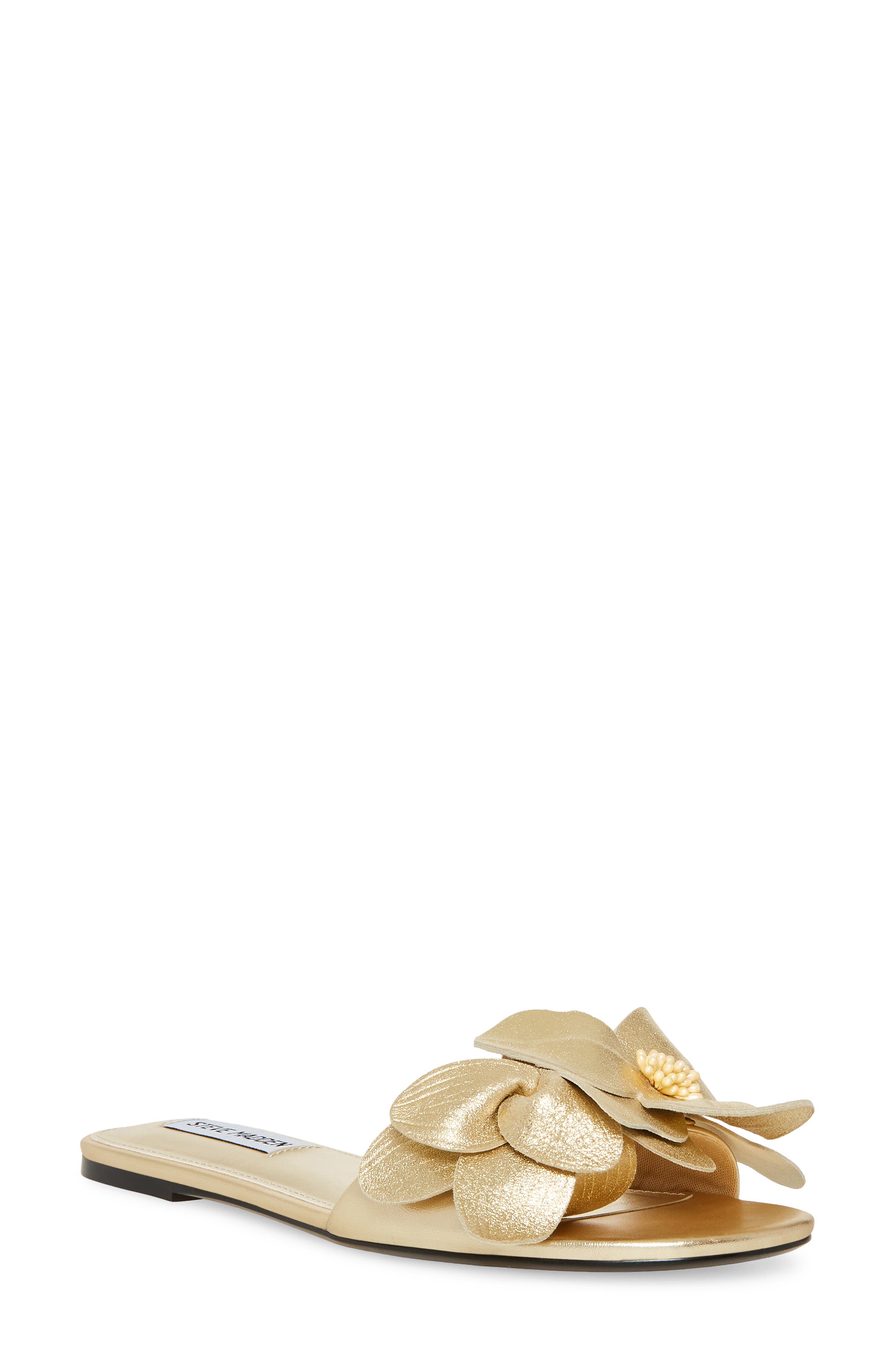 Melena Slide Sandal, Main, color, GOLD LEATH