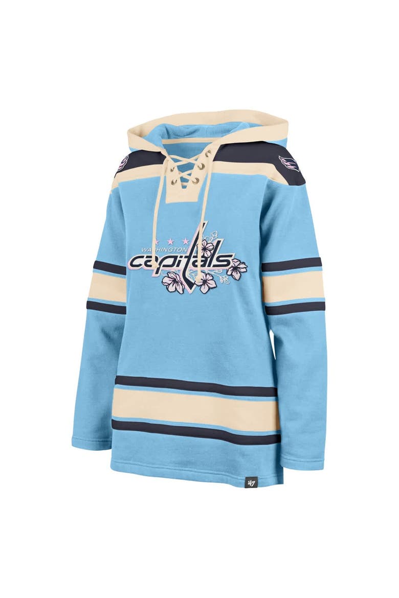 Women's '47  Light Blue Washington Capitals Superior Lacer Pullover Hoodie, Alternate, color, Light Blue