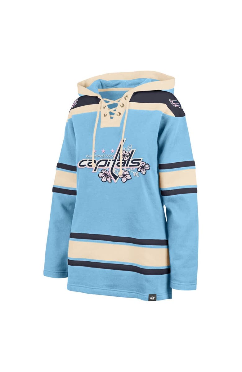 '47 Women's '47  Light Blue Washington Capitals Superior Lacer Pullover Hoodie, Alternate, color, Light Blue