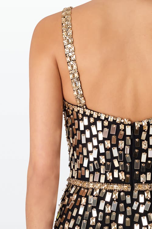 Jenny Packham Juliette Sequined Crystal Sleeveless Column Gown In Black
