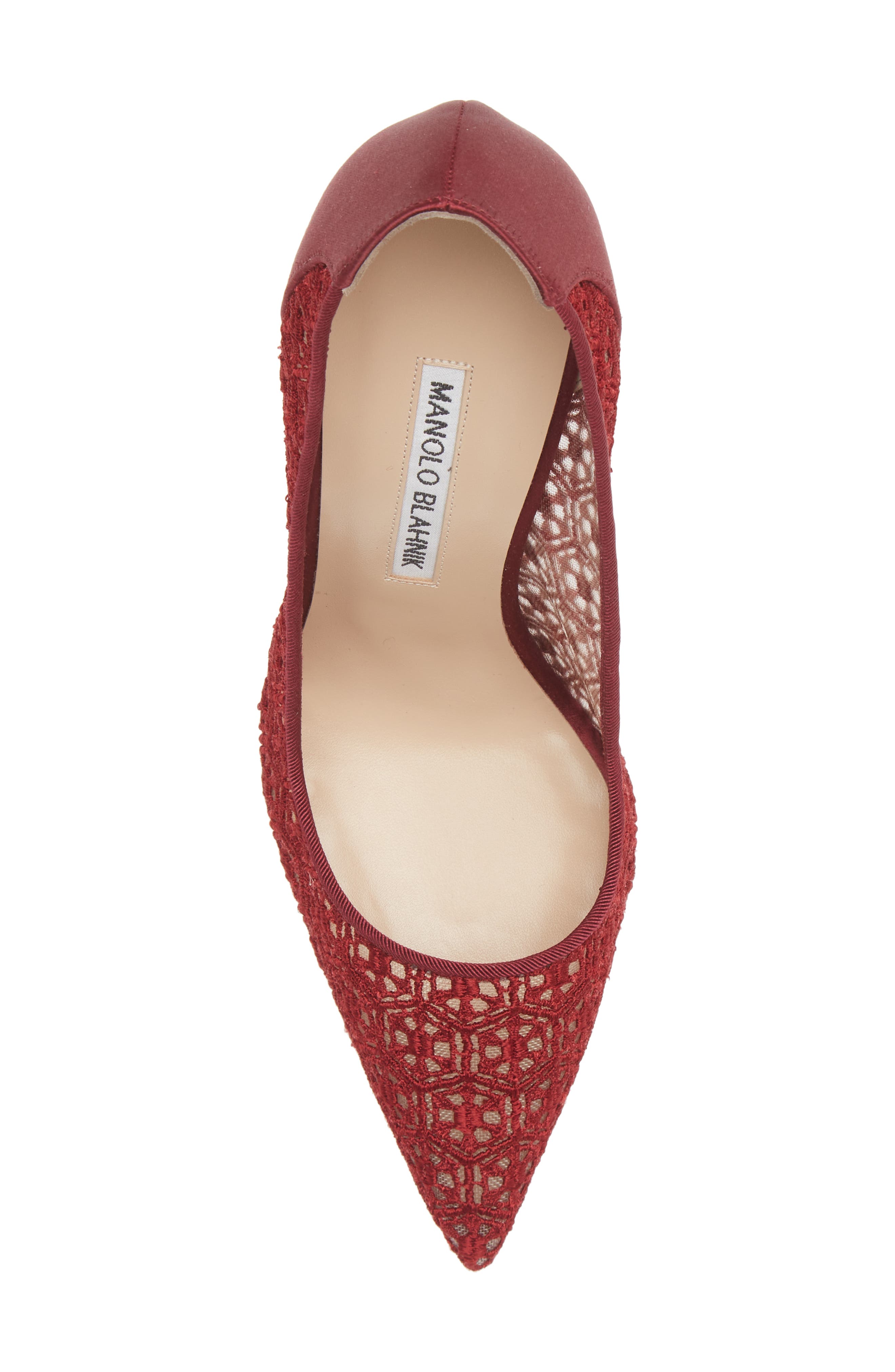 Manolo Blahnik BB Pointed Toe Lace Pump, Alternate, color, 