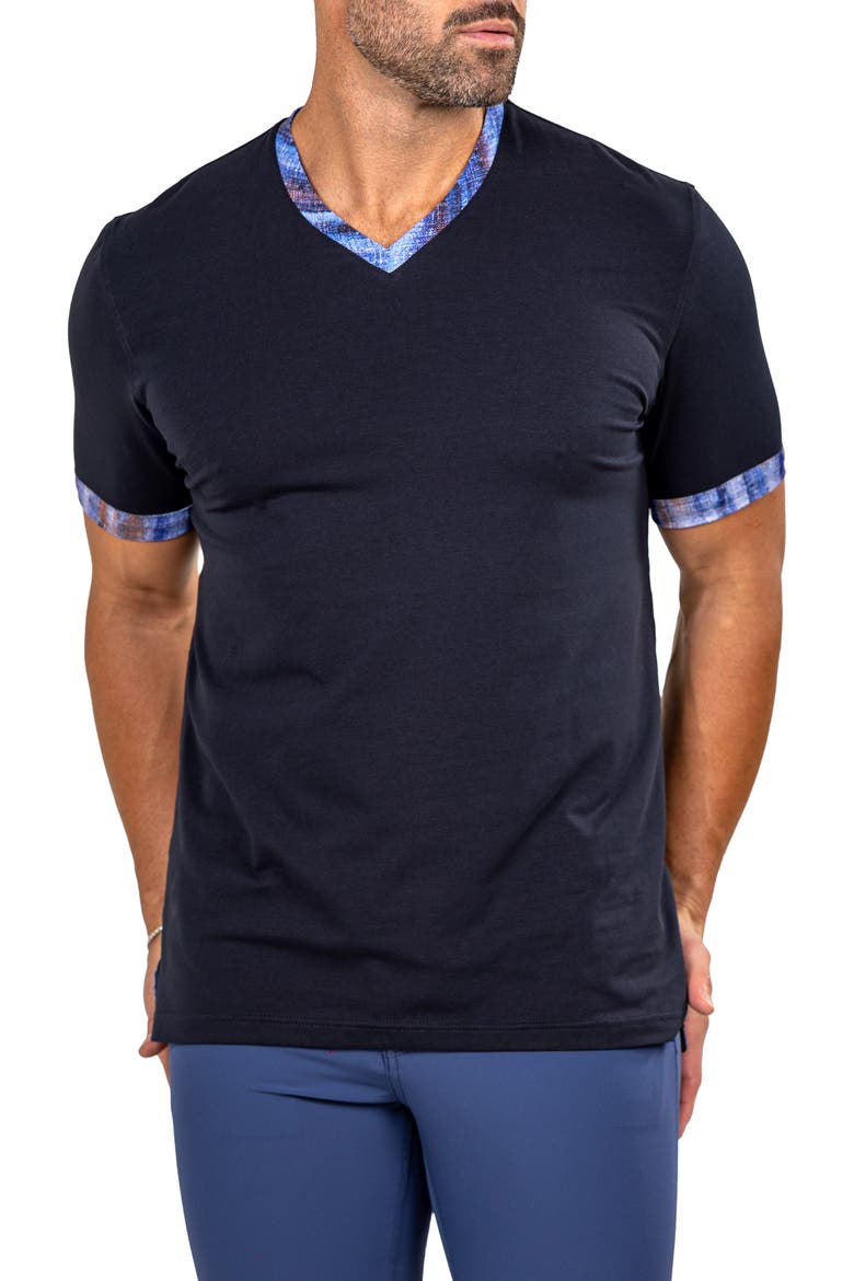 Edison Marthyr0003 Blue Cotton V-Neck T-Shirt, Alternate, color, BLUE