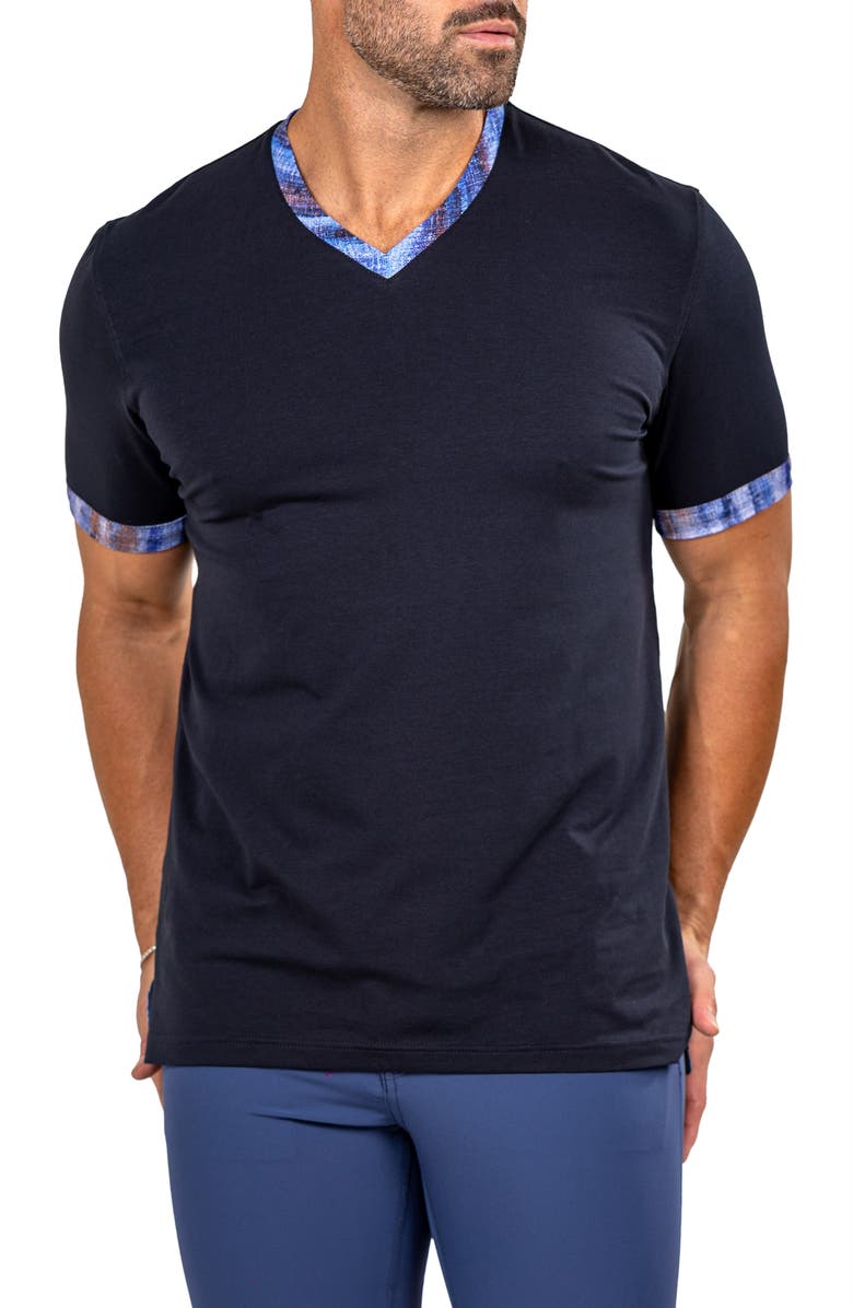 Maceoo Edison Marthyr0003 Blue Cotton V-Neck T-Shirt, Alternate, color, 