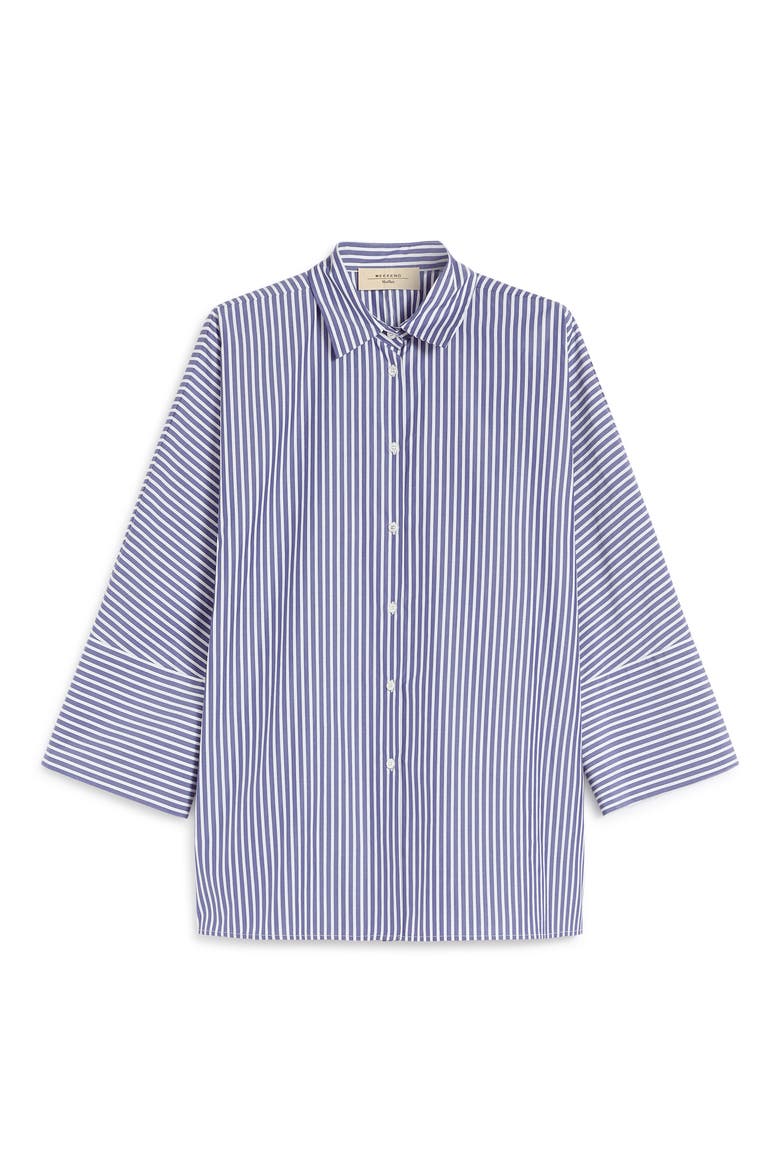 Hudson Oversize Stripe Button-Up Shirt, Alternate, color, NAVY