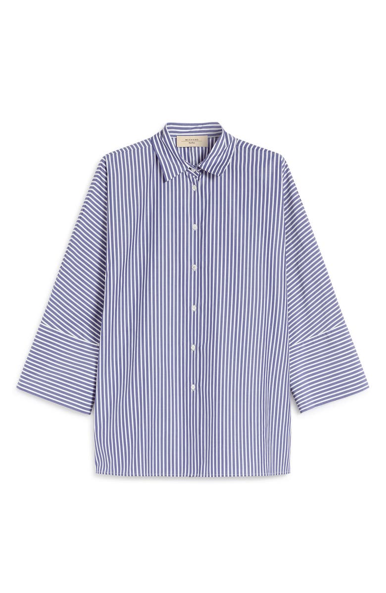 Weekend Max Mara Hudson Oversize Stripe Button-Up Shirt, Alternate, color, Navy