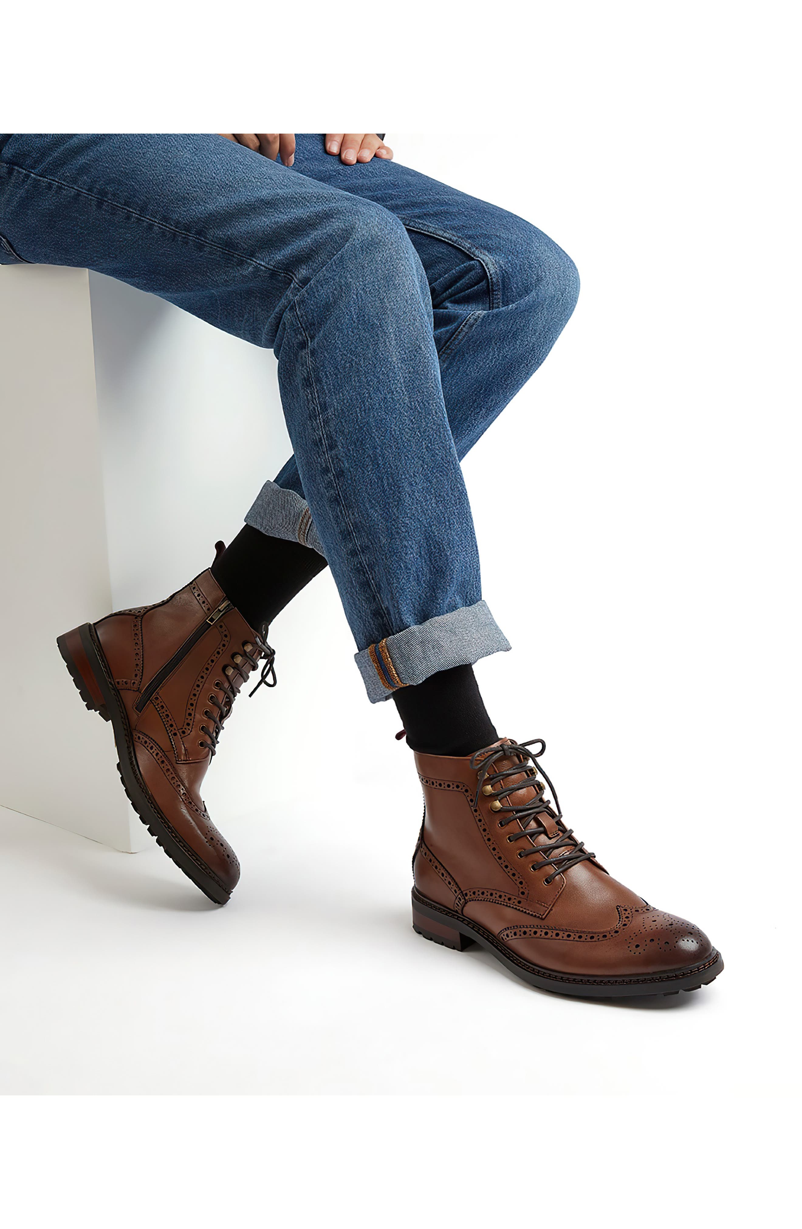 Dune London Colonel Brogue Boot, Alternate, color, 