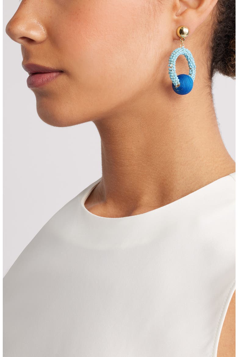 Color Pop Beaded Frontal Hoop Earrings, Alternate, color, BLUE COMBO- GOLD