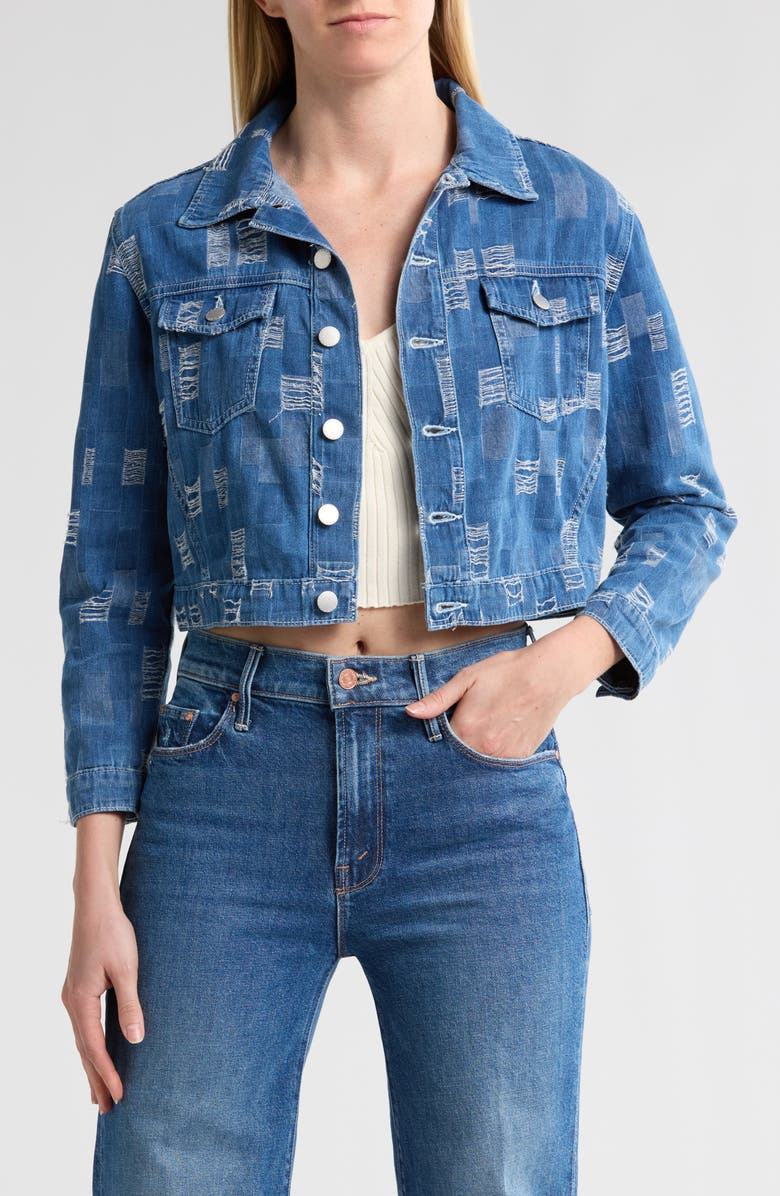 L'AGENCE Koda Distressed Crop Denim Jacket, Main, color, Tucson