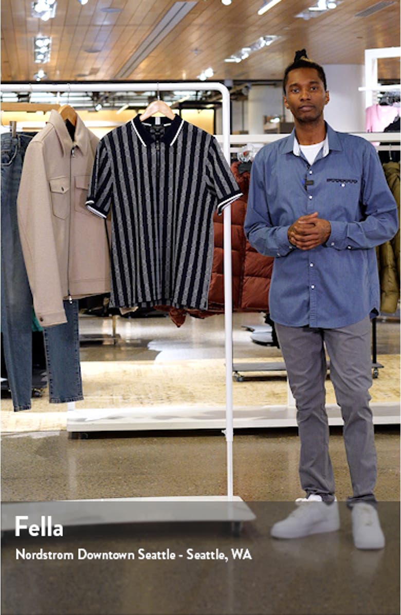 Icken Regular Fit Cable Stripe Jacquard Zip Polo, sales video thumbnail