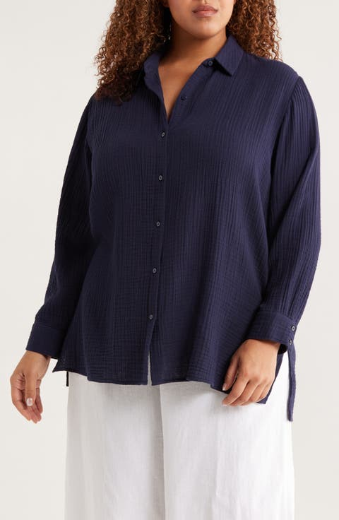 Classic Collar Easy Organic Cotton Button-Up Shirt