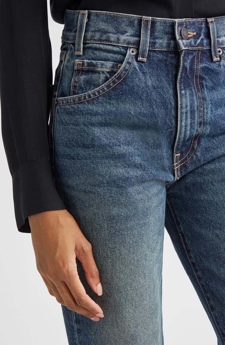 Nili Lotan Calla Straight Leg Raw Hem Jeans, Alternate, color, Simon Wash